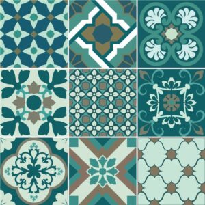 Fliesenaufkleber für Bad und Küche - Ornamente Vintage Petrol