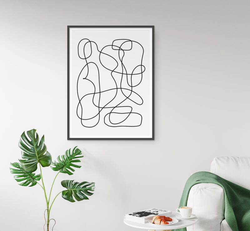 Durchgängige Linie Abstrakte Kunst Zeichnung Poster – Bild 2