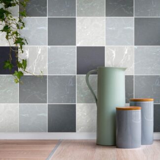 Fliesensticker für Küche und Bad - Marmor Optik - Anthrazit Grau