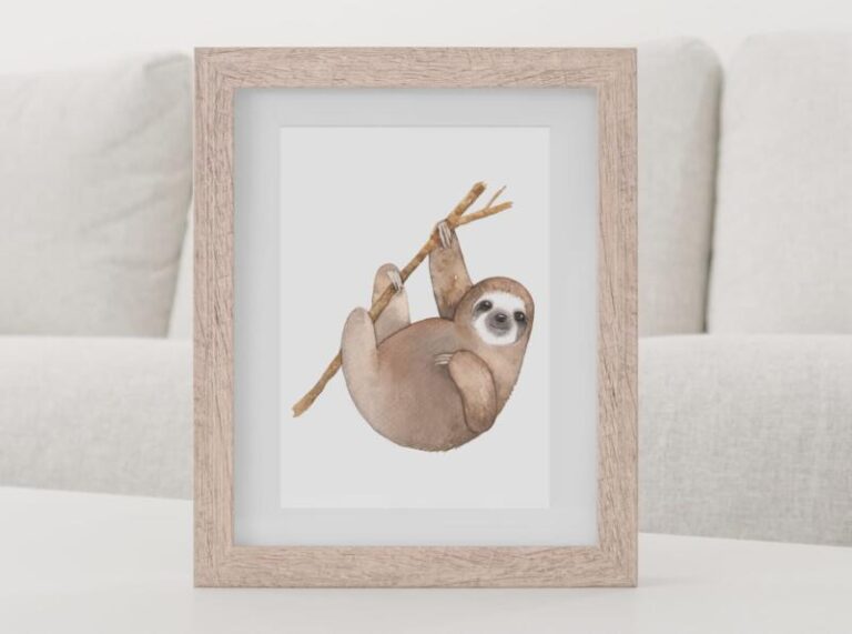 Wandbild Kunstdruck Aquarell Faultier Sloth – Bild 2