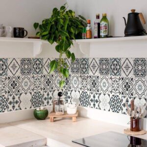 Klebefliesen für Küche & Badezimmer - Vintage Patchwork Grau