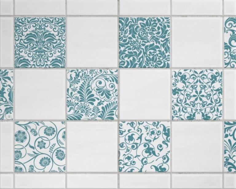Fliesenaufkleber für Bad Deko und Küche - Floral Petrol Barok – Bild 2