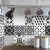 Fliesenaufkleber für Küche und Bad - Marokkanisch Patchwork Schwarz Weiß