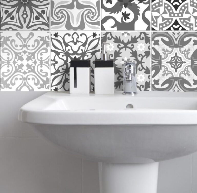 Fliesenaufkleber für Küche und Badezimmer - Portugiesisch-Weiss-Anthrazit – Bild 2