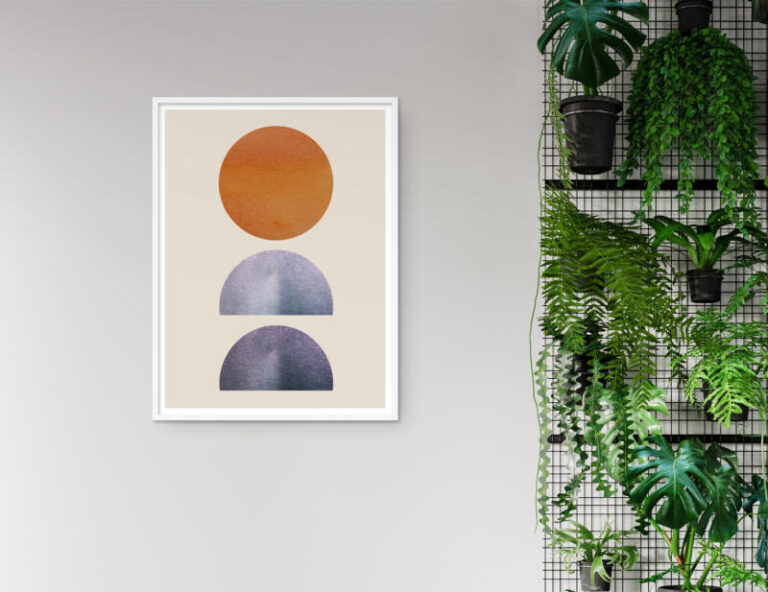 Abstrakte Kunst Halbkreise Skandinavischer Stil Wasserfarbe – Bild 3