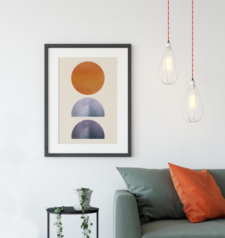 Abstrakte Kunst Halbkreise Skandinavischer Stil Wasserfarbe – Bild 2