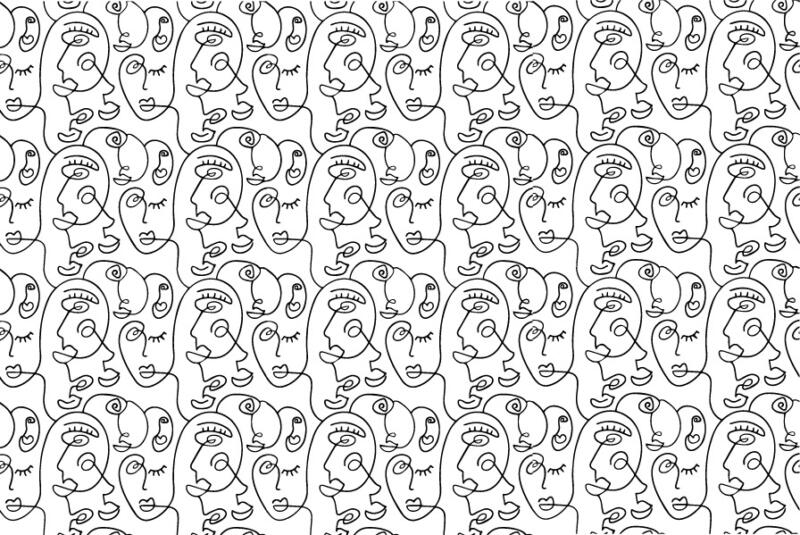 Selbstlklebende Dekorfolie Möbelfolie - Strichzeichnung Abstrakte Gesichter – Bild 2