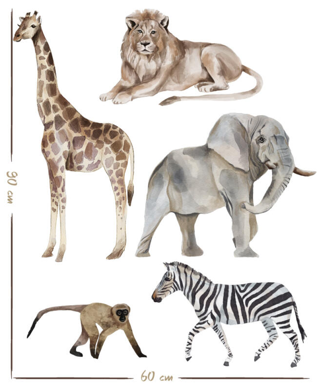 Safari Afrika Aquarell Tiere Wandtattoo – Bild 2