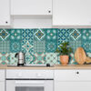 Fliesenaufkleber für Bad und Küche - Ornamente Vintage Petrol