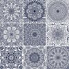 Fliesenaufkleber für Badezimmer und Küche - Mandala Dunkelblau