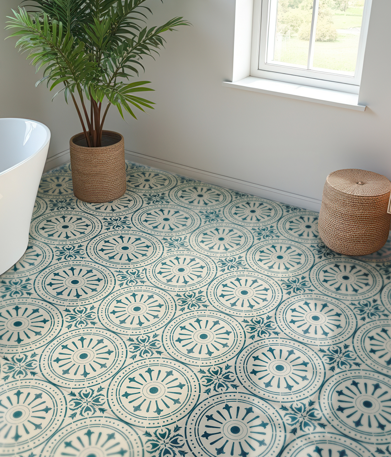 Bodenfliesenaufkleber für Küche und Badezimmer - Portugiesisch Porto Vintage Look